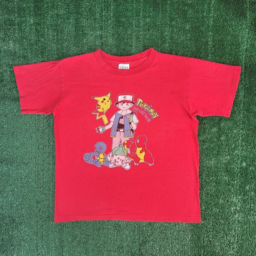 Vintage Pokemon Single Stitched Shirt Pikachu Ash Large Youth Nintendo BBS - Picture 2 of 10